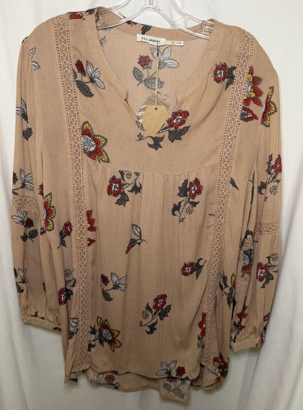 New! Anthropologie Blu Pepper blouse flowy floral lace Large